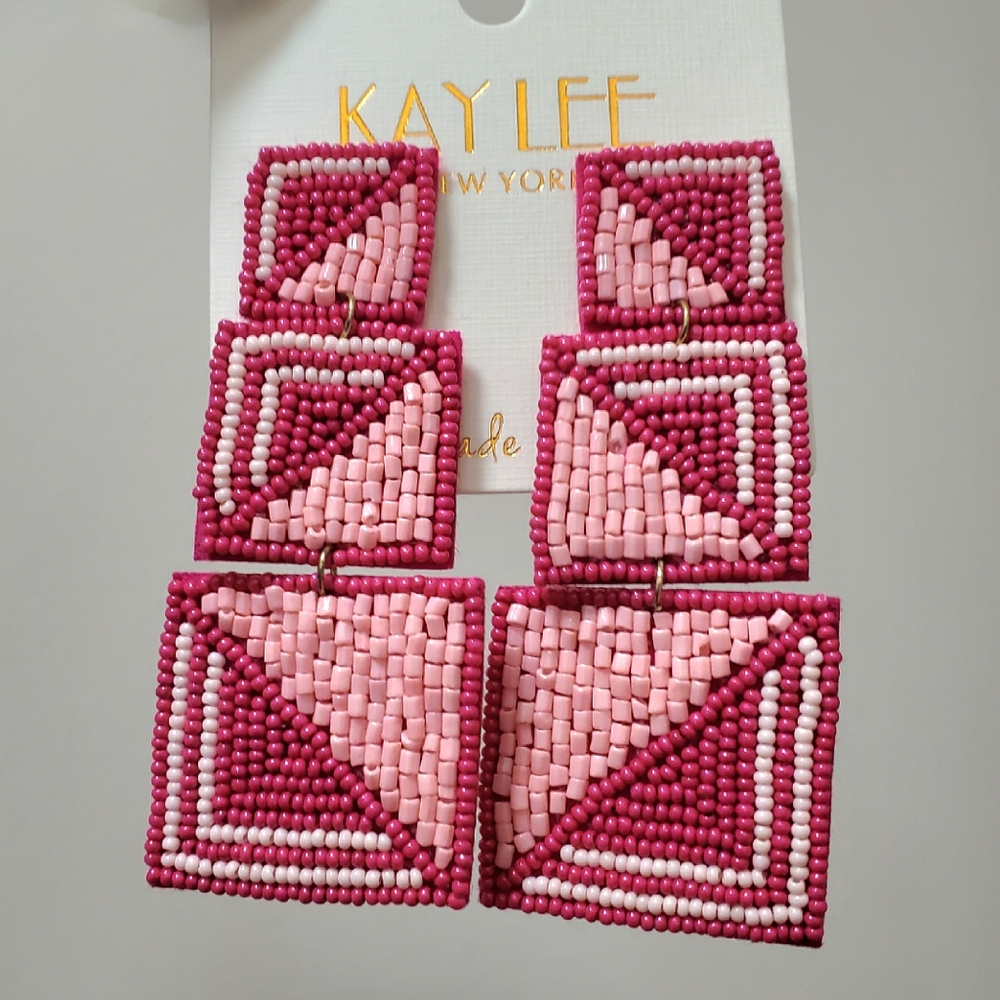 Pink Beaded Statement Earrings